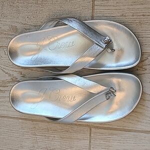 J. Crew Silver Thong Slides in a Size 9.5, in EUC!